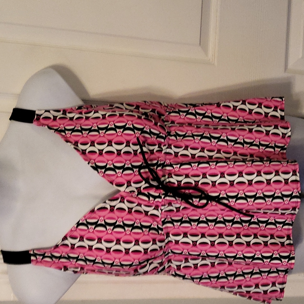 *NWT Contour by Beach Scene Printed Crisscross Strap Tankini Top